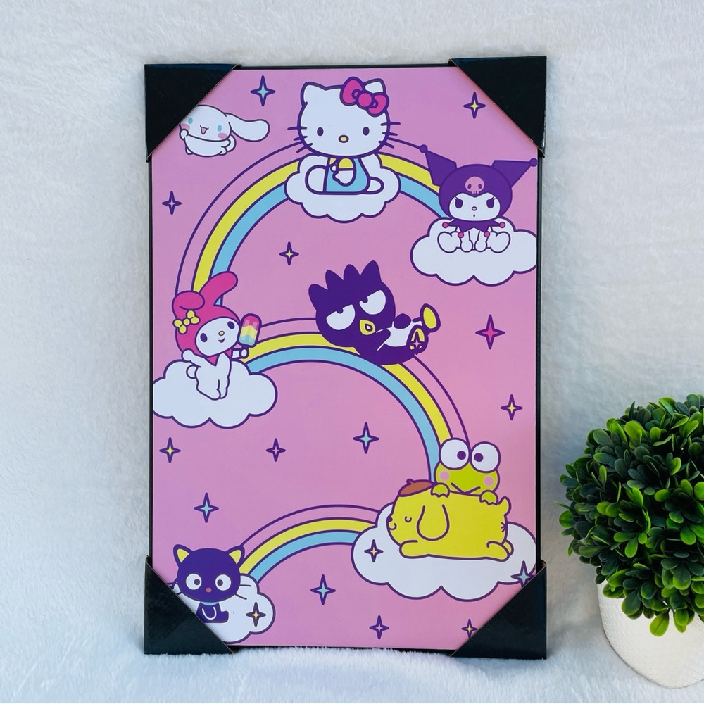 NEW Sanrio Hello Kitty and Friends Rainbow Cloud Pink Wall Art 13x19